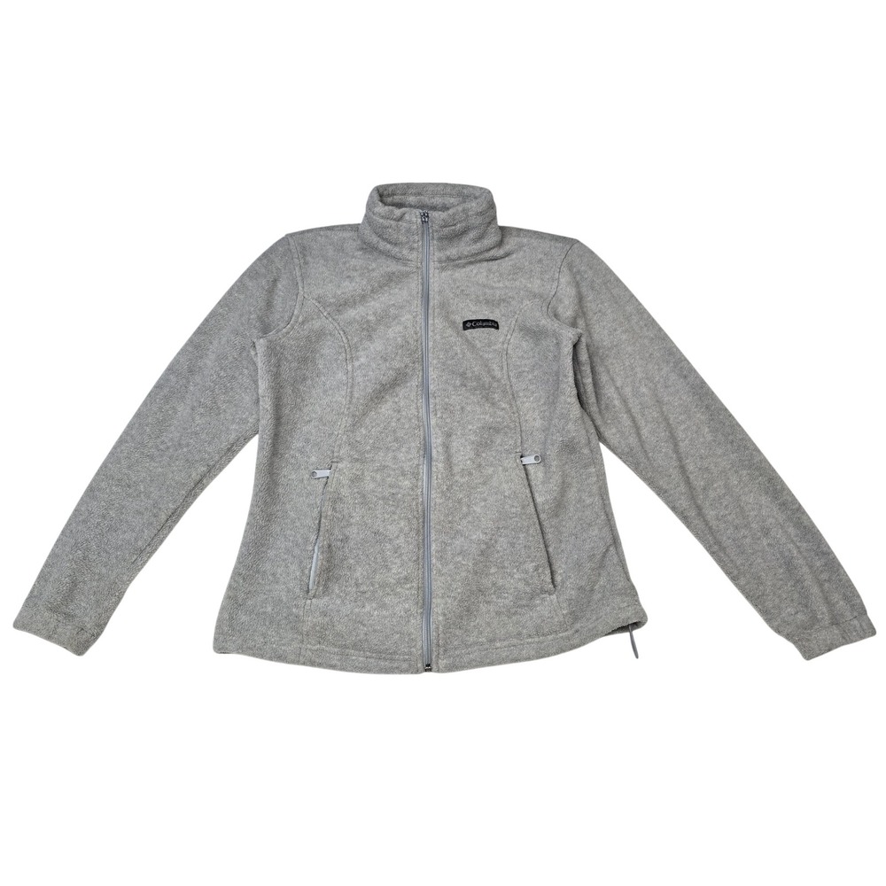 Columbia Womens Fleece Jacket Gray Full Zip Mock Neck Soft Warm Coat M
